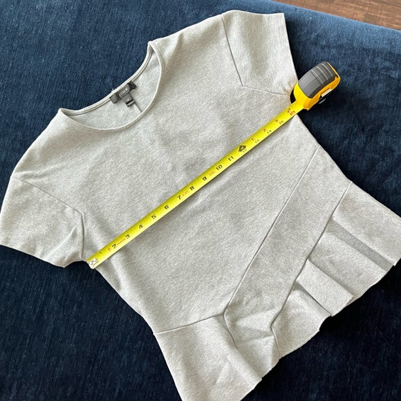 J. Crew Gray Fitted Ruffle Short Sleeve Top XS - Picture 10 of 11